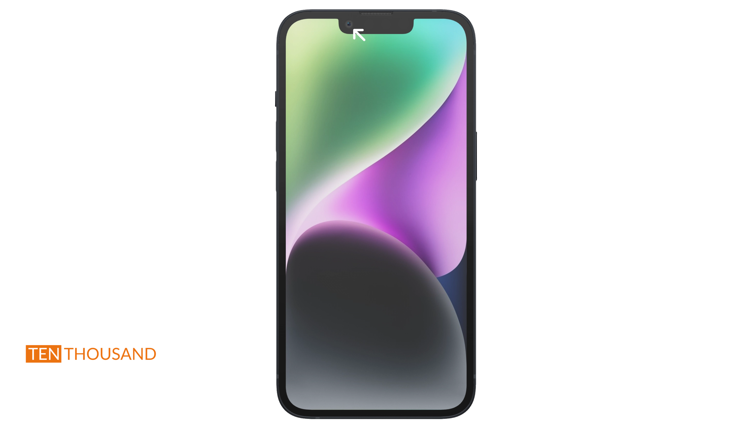 iPhone 14 original front camera location (before modification) – reference diagram