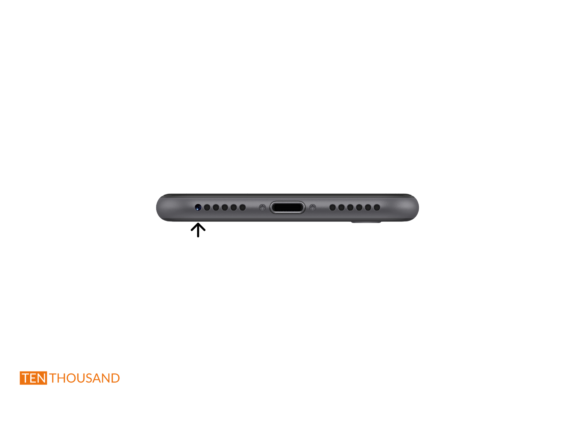 iPhone 8 front camera relocated to bottom speaker opening (after modification) – discreet external opening, full functionality