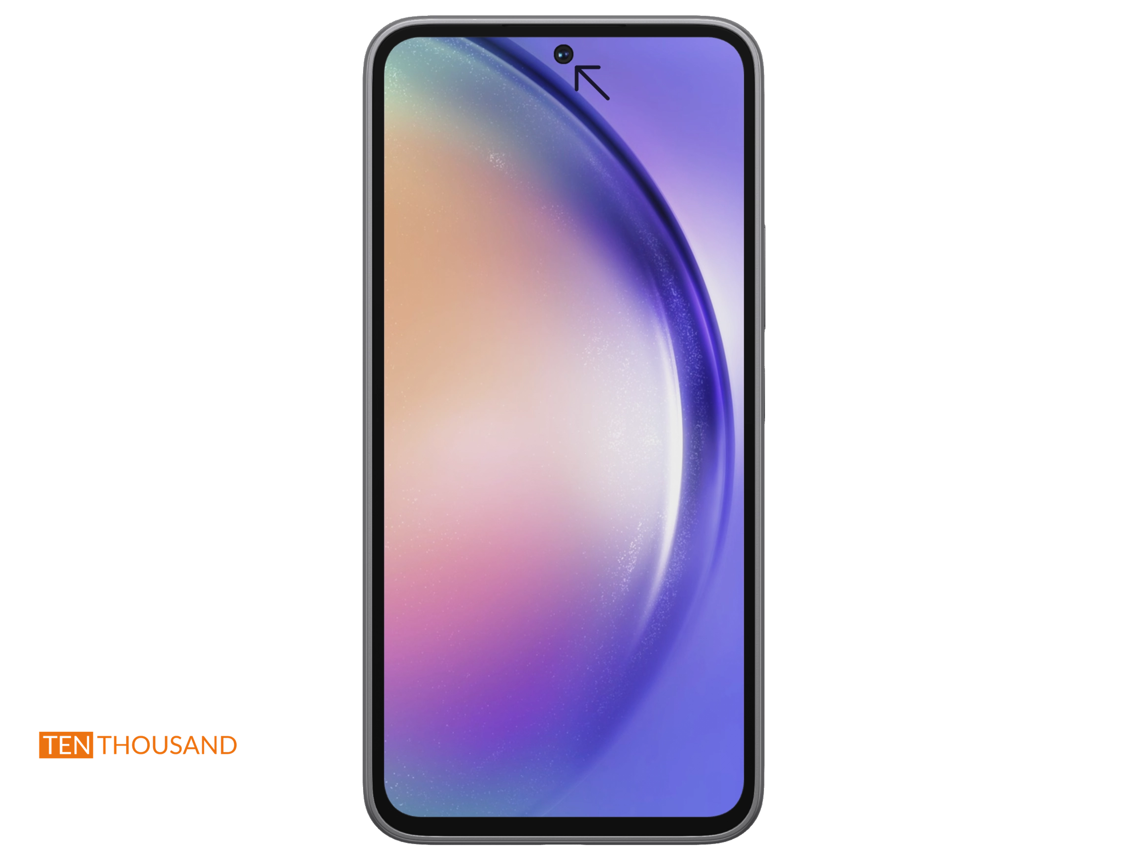 Samsung Galaxy A54 original front camera location (before modification) – reference diagram