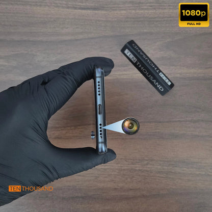 Close-up view of Huawei P20 Pro with front camera relocated to the bottom speaker hole for discreet recording