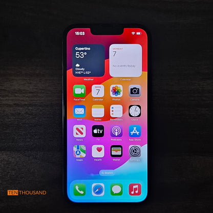 iPhone 14 hidden camera phone with screen turned on showing normal iOS interface
